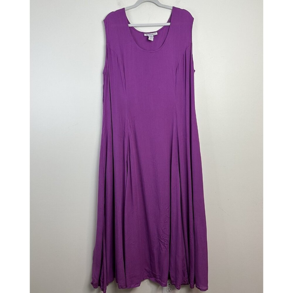 Roamans Women Size 3X Sleeveless Purple Maxi Dress‎ Round Neck Relaxed Flowy